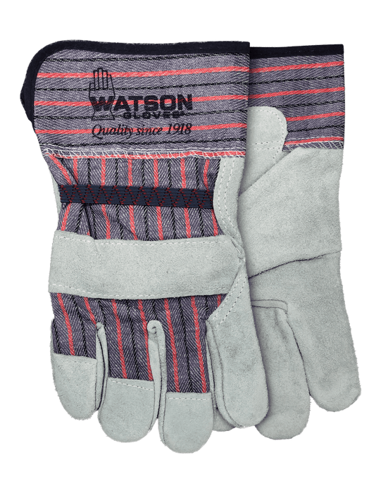 WATSON GLOVES - GUARD'N DUTY ECONOMY SPLIT COW COTTON DRILL BACK COMBO - 104X