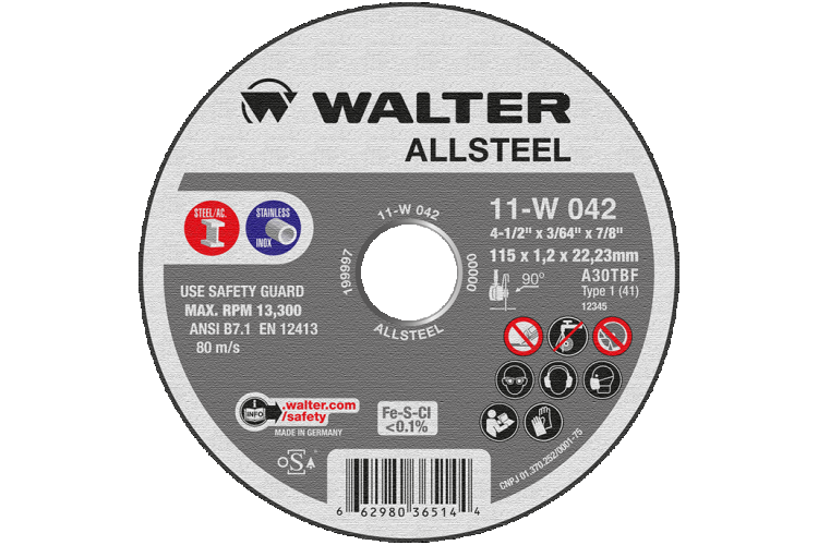 ALLSTEEL - ALLSTEEL 4X1/8X3/8'' T1 CUT-OFF WHEEL - 11W423