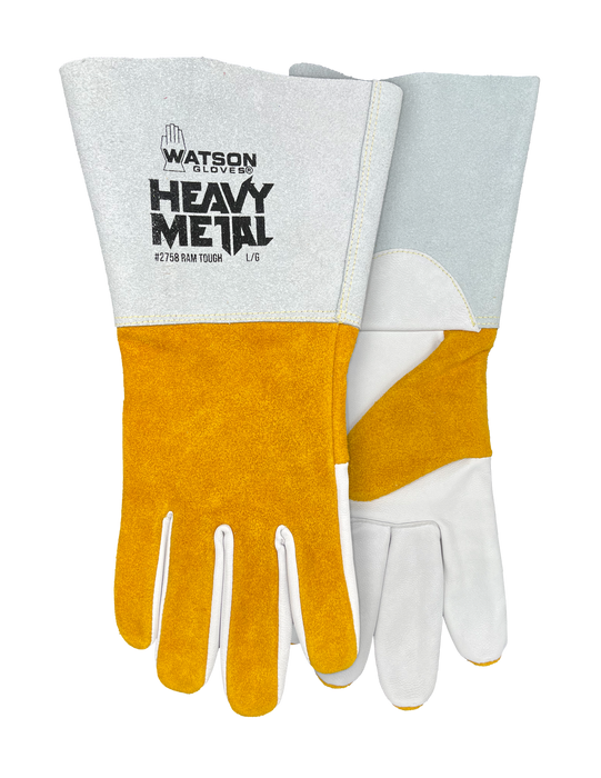 WATSON GLOVES - RAM TOUGH FULLGRAIN GOAT PALM SPLIT COW BACK WELDING [XL] - 2758-X