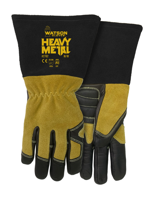 WATSON GLOVES - WOMANS FIRED UP FULL COW PALM SPLIT COW BACK A5 CUT WELDING [M] - 2782-M