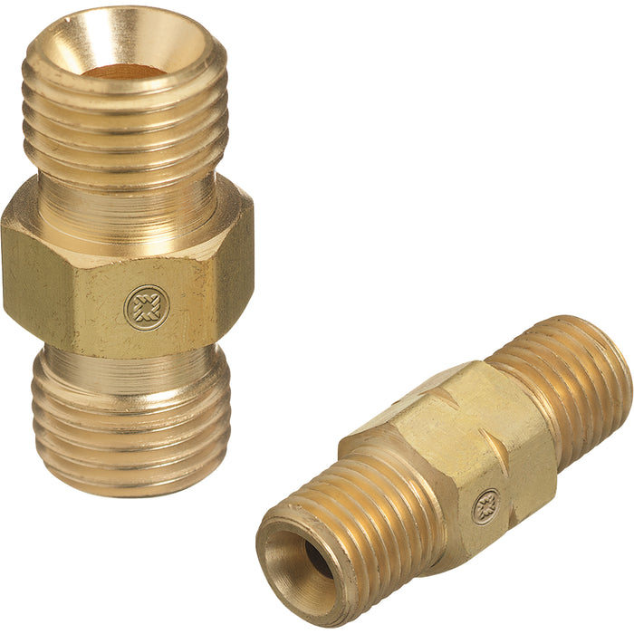 WESTERN ENTERPRISE - B-SIZE HOSE COUPLER, 9/16"-18 UNF, CGA-022 MALE OXYGEN RH X MALE OXYGEN RH, BRASS