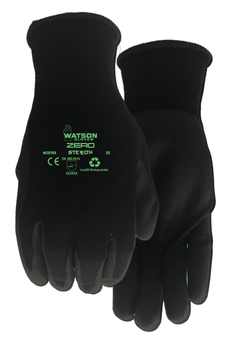 WATSON GLOVES - STEALTH ZERO NITRILE PALM WITH RECLAIM COATED [XS] - 319-XS
