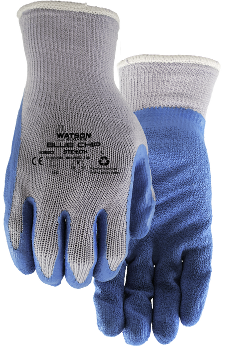 WATSON GLOVES - BLUE CHIP POLYESTER CRINKLED RUBBER LATEX PALM COATED [L] - 320-L