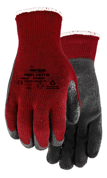 WATSON GLOVES - RED HOT 10GG ACRYLIC WINTER LINED SANDY FOAM LATEX PALM [XL] - 320I-X