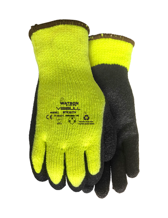 WATSON GLOVES - STEALTH VISIBULL CRINKLED RUBBER LATEX HI VIS LINED COATED [L] - 330-L