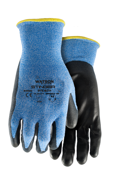 WATSON GLOVES - STEALTH STINGER A2 15GG LIGHTWEIGHT POLYURETHANE COATED [S] - 359-S