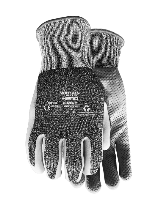 WATSON GLOVES - STEALTH HERO 15GG WASTENOT FOAM NITRILE W RECLAIM COATED [M] - 373-M