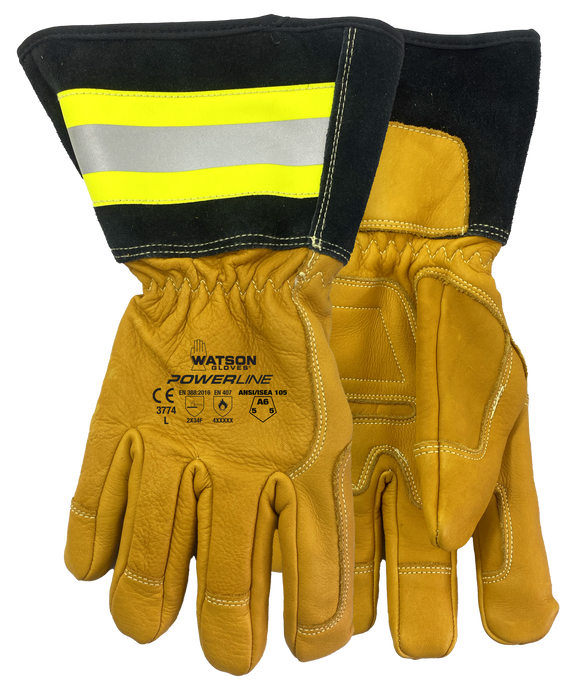 WATSON GLOVES - POWERLINE A6 FULLGRAIN COW REFLECTIVE DOUG CUFF UTILITY [S] - 3774-S