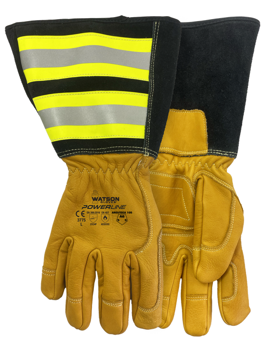 WATSON GLOVES - POWERLINE A6 FULLGRAIN COW REFLECTIVE GAUNTLET UTILITY [XL] - 3775-X