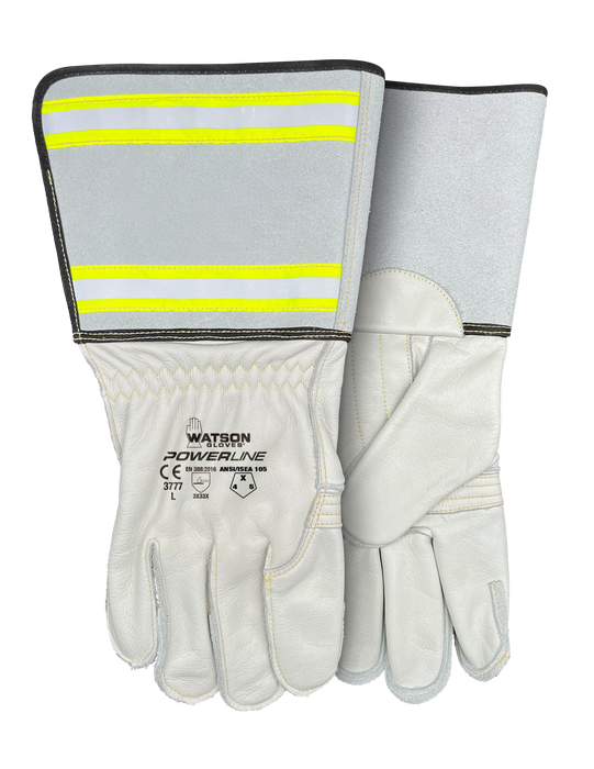 WATSON GLOVES - CIRCUIT BREAKER FULLGRAIN COW REFLECTIVE GAUNTLET UTILITY [L] - 3777-L