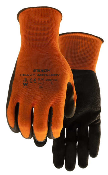 WATSON GLOVES - STEALTH HEAVY ARTILLERY CRINKLE LATEX HI VIS COATED [M] [6/PK] - 397X6-M