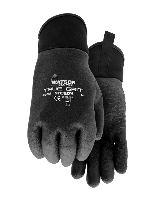 WATSON GLOVES - STEALTH TRUE GRIT FULL DIPPED PVC TEXTURED PALM [XL] - 399-X