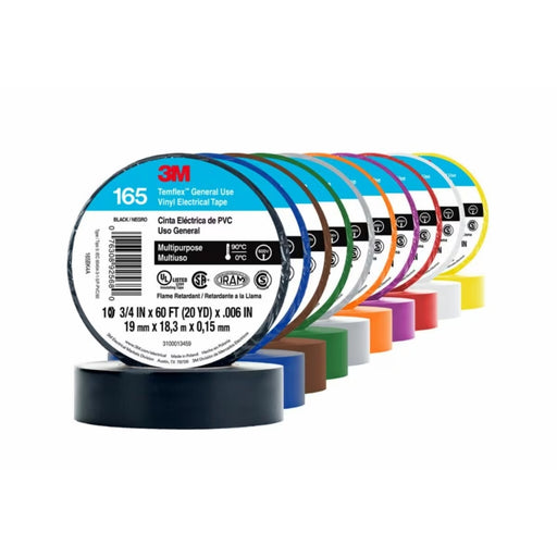 3M™ Temflex™ Vinyl Electrical Tape 165 19mm x 18m Roll, Black