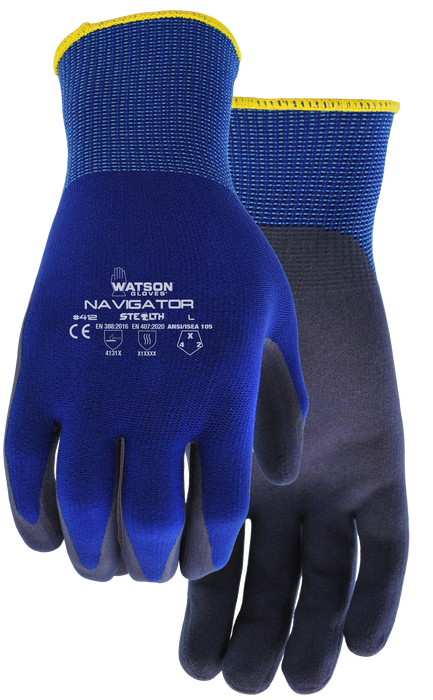 WATSON GLOVES - STEALTH NAVIGATOR 15GG NYLON SHELL FOAM NITRILE COATED [XL] - 412-X