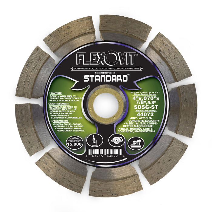FLEXOVIT - 4"X.070"X7/8",5/8" SDSG-ST SMALL DIAMETER DIAMOND BLADE - 44072