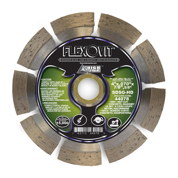 FLEXOVIT - 4"X.070"X7/8",5/8" SDSG-HD SMALL DIAMETER DIAMOND BLADE - 44078