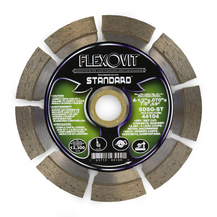FLEXOVIT - 4-1/2"X.070"X7/8",5/8" SDSG-ST SMALL DIAMETER DIAMOND BLADE - 44104