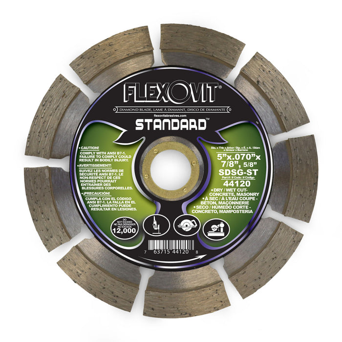 FLEXOVIT - 5"X.070"X7/8",5/8" SDSG-ST SMALL DIAMETER DIAMOND BLADE - 44120