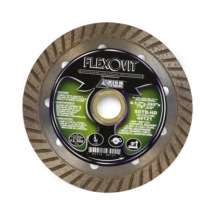 FLEXOVIT - 4-1/2"X.085"X7/8",5/8" SDTB-HD SMALL DIAMETER DIAMOND BLADE - 44121