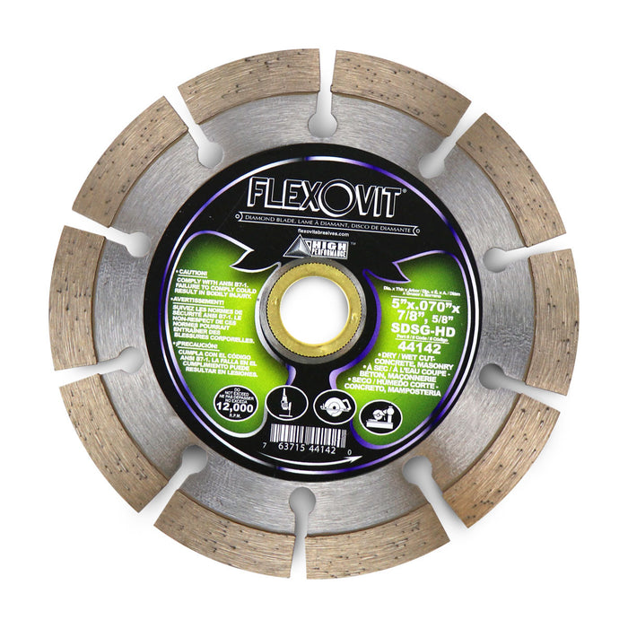 FLEXOVIT - 5"X.070"X7/8",5/8" SDSG-HD SMALL DIAMETER DIAMOND BLADE - 44142
