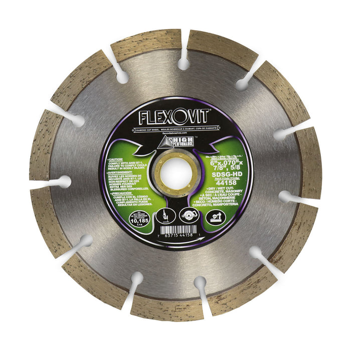 FLEXOVIT - 6"X.070"X7/8",5/8" SDSG-HD SMALL DIAMETER DIAMOND BLADE - 44158