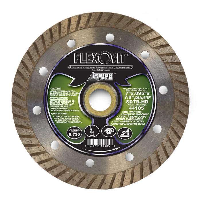 FLEXOVIT - 7"X.095"X7/8"(DIA)5/8" SDTB-HD SMALL DIAMETER DIAMOND BLADE - 44185