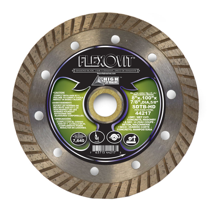 FLEXOVIT - 8"X.100"X7/8"(DIA)5/8" SDTB-HD SMALL DIAMETER DIAMOND BLADE - 44217