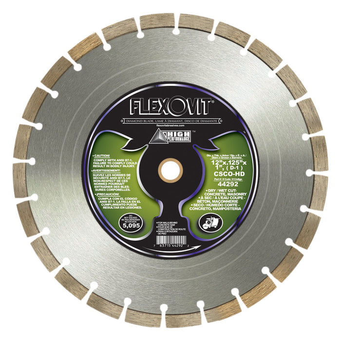FLEXOVIT - 12"X.125"X1"(D-1) CSCO-HD CONCRETE SAW DIAMOND BLADE - 44292