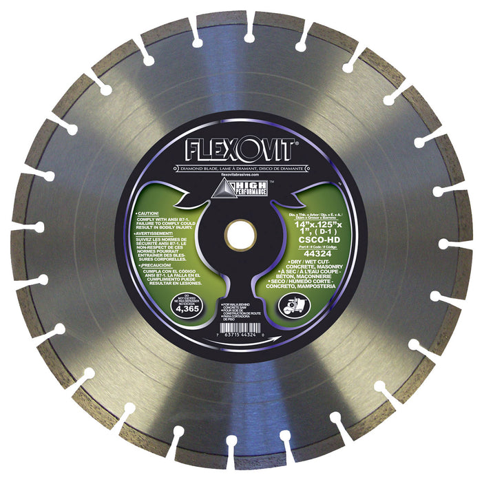 FLEXOVIT - 14"X.125"X1"(D-1) CSCO-HD CONCRETE SAW DIAMOND BLADE - 44324