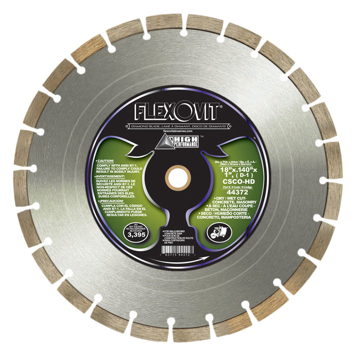 FLEXOVIT - 18"X.140"X1"(D-1) CSCO-HD CONCRETE SAW DIAMOND BLADE - 44372
