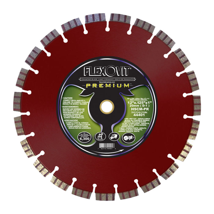 FLEXOVIT - 12"X.125"X1",20MM (D-1) HSCM-PR COMBINATION DIAMOND BLADE - 44401
