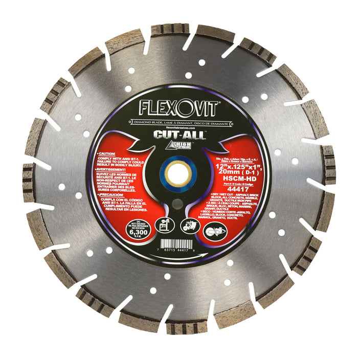 FLEXOVIT - 12"X.125"X1",20MM (D-1) HSCM-HD COMBINATION DIAMOND BLADE - 44417