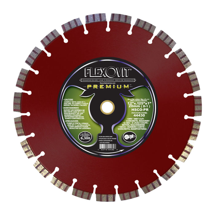 FLEXOVIT - 12"X.125"X1",20MM (D-1) HSCO-PR HIGH SPEED DIAMOND BLADE - 44430