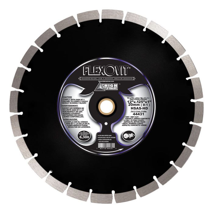 FLEXOVIT - 12"X.125"X1",20MM (D-1) HSAS-HD HIGH SPEED DIAMOND BLADE - 44431