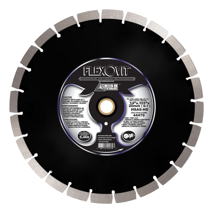 FLEXOVIT - 14"X.125"X20MM (D-1) HSAS-HD HIGH SPEED DIAMOND BLADE - 44479