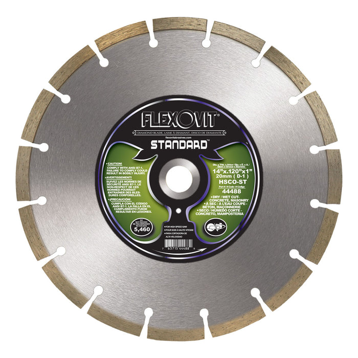 FLEXOVIT - 14"X.120"X1",20MM (D-1) HSCO-ST HIGH SPEED DIAMOND BLADE - 44488