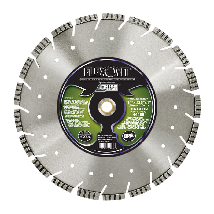 FLEXOVIT - 14"X.125"X1",20MM (D-1) HSTB-HD HIGH SPEED DIAMOND BLADE - 44489