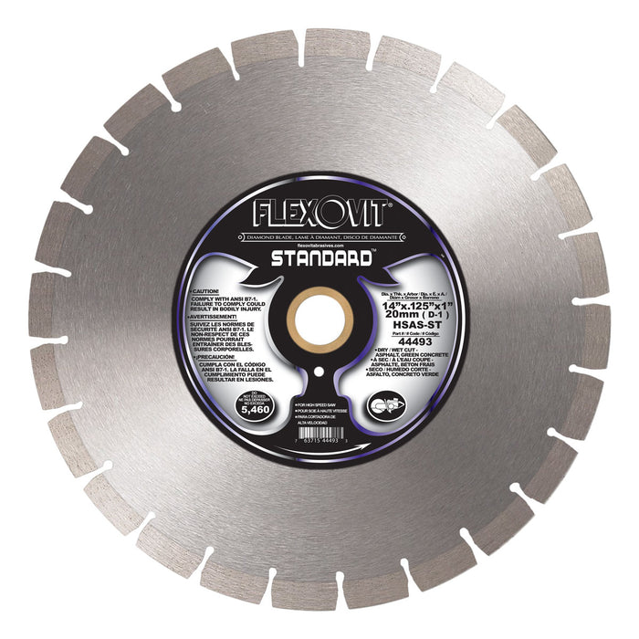 FLEXOVIT - 14"X.125"X1", 20MM (D-1) HSAS-ST HIGH SPEED DIAMOND BLADE - 44493