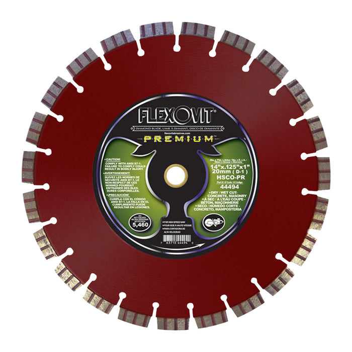 FLEXOVIT - 14"X.125"X1",20MM (D-1) HSCO-PR HIGH SPEED DIAMOND BLADE - 44494