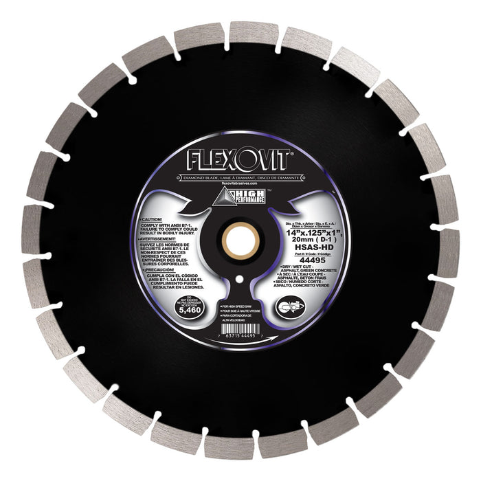 FLEXOVIT - 14"X.125"X1",20MM (D-1) HSAS-HD HIGH SPEED DIAMOND BLADE - 44495