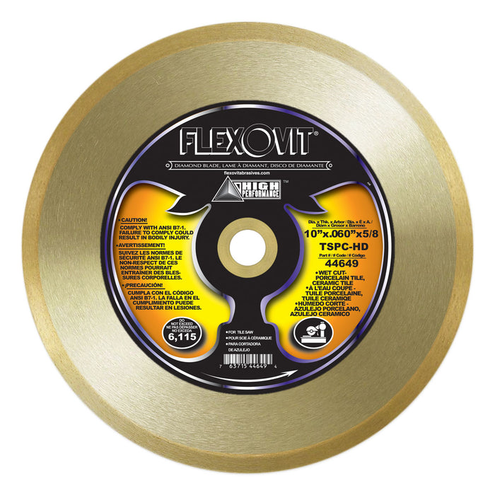 FLEXOVIT - 10"X.060"X5/8" TSPC-HD DIAMOND TILE BLADE - 44649