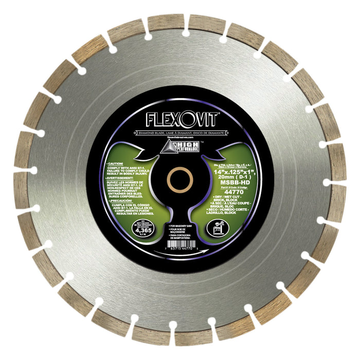 FLEXOVIT - 14"X.125"X1",20MM (D-1) MSBB-HD MASONRY SAW DIAMOND BLADE - 44770