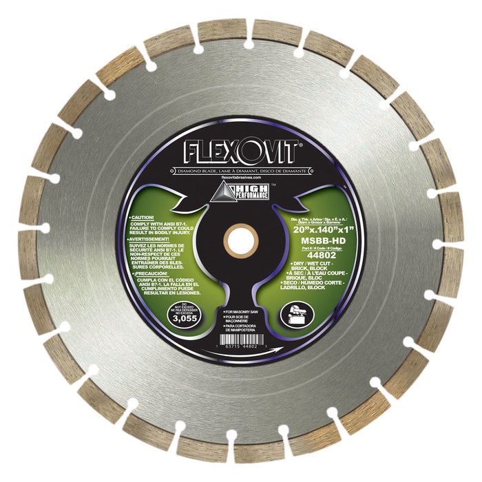 FLEXOVIT - 20"X.140"X1" MSBB-HD MASONRY SAW DIAMOND BLADE - 44802