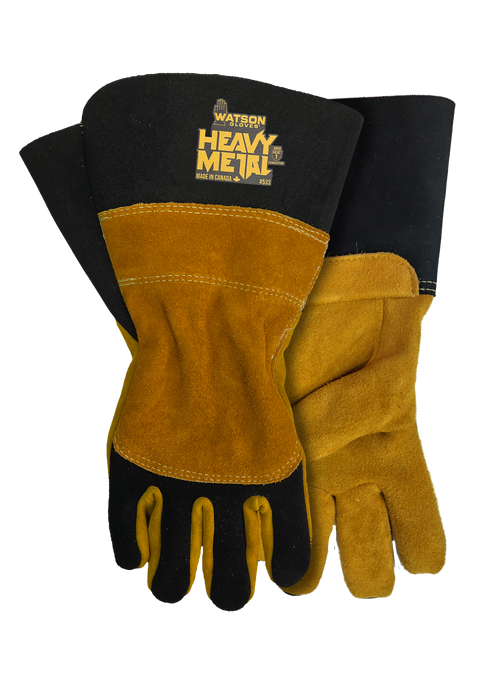WATSON GLOVES - BLACK VELVET SPLIT ELK BACK ELK FULL REVERSE PALM WELDING [M] - 533-M