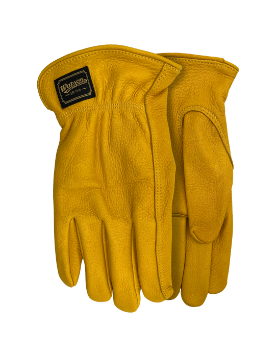 WATSON GLOVES - RANGE RIDER FULLGRAIN DEER GOLD DRIVER [L] - 577-L