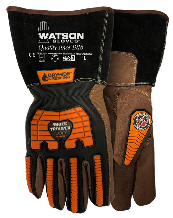 WATSON GLOVES - SHOCK TROOPER A7 D30 BACK & ANTIVIBE PALM GAUNTLET GOATSKIN [XXL] - 5785G-XXL