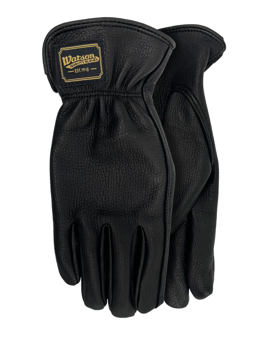 WATSON GLOVES - WOMENS RANGE RIDER FULLGRAIN DEER BLACK DRIVER [S] - 586-S