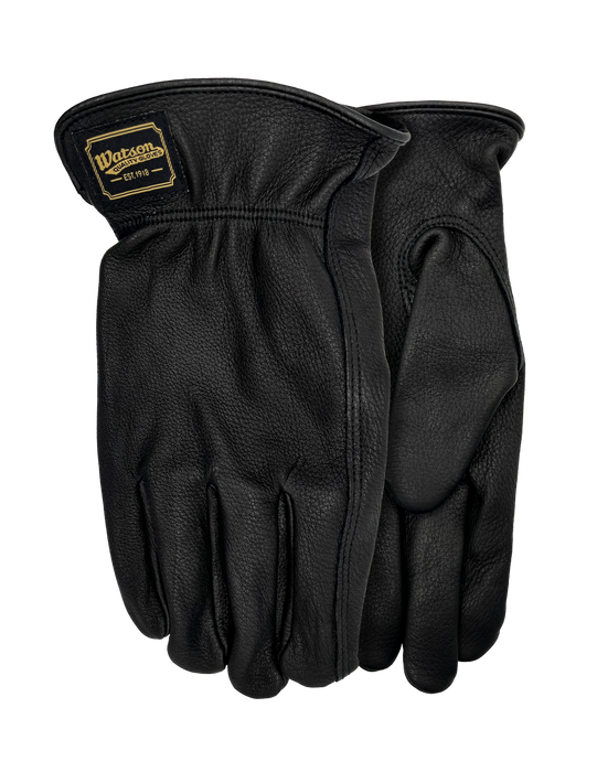 WATSON GLOVES - RANGE RIDER FULLGRAIN DEER BLACK DRIVER [M] - 587-M