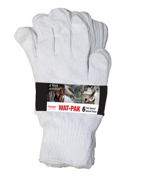 WATSON GLOVES - WHITE KNIGHT POLY COTTON 6 PACK FABRIC [S] - 603-S