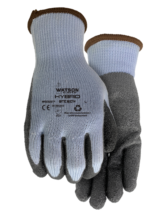 WATSON GLOVES - STEALTH HYBRID WASTENOT CRINKLE LATEX W RECLAIM LINED COATED [S] - 9337-S
